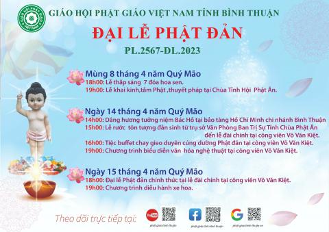 Chương trình Đại lễ Phật đản PL. 2567 của Ban Trị sự GHPGVN Tỉnh Bình Thuận